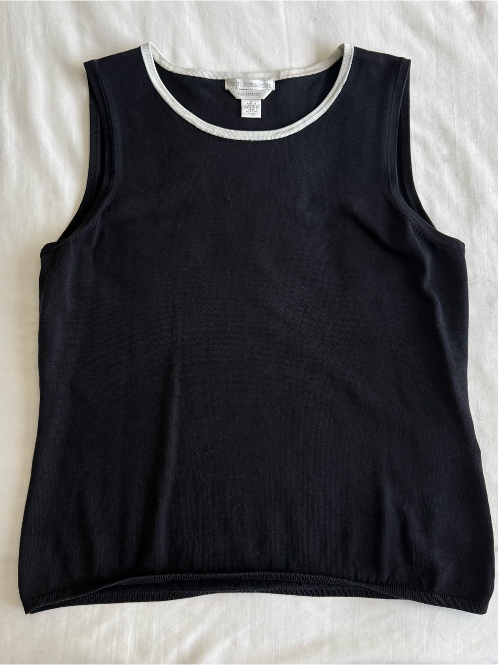 Vintage Silk Tank Top with White Trim Detailing
